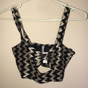 Back and gold crop top